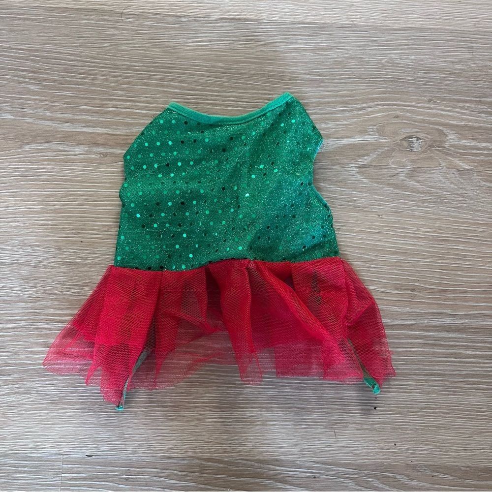 Christmas Dog Tutu Dress Green Red Sparkly Holiday Pet Costume Small Dog